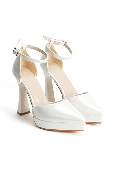 DYG STORE White Women's Platform Heeled Evening Dress Shoes