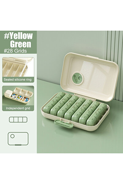 Choice3 منظم حبوب أسبوعي أصفر-أخضر-28 قطعة واحدة، 3/4 مرات يوميًا، علبة حبوب ...