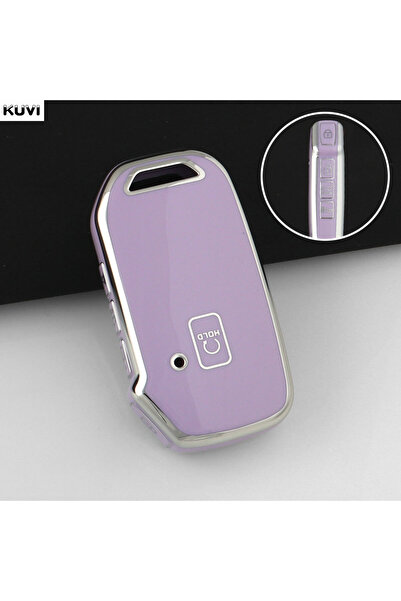 choice2 سلسلة مفاتيح مفتاح سيارة جديد من مادة TPU باللون البنفسجي، مناسب لسيا...