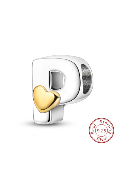 Choice15 KTC874-P 925 Sterling Silver 26 Letters A-Z Alphabet Charm Heart Lov...