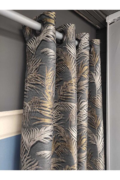 Evcimenhome New Product Lined Rustic Curtain with Eyelet Metal Rings 120Cmx230Cm