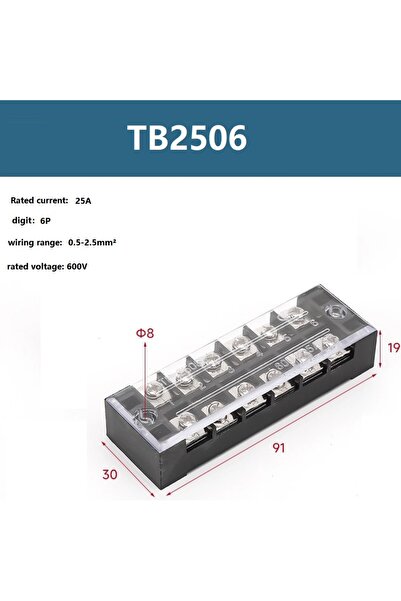 Choice موصل سلكي أسود مزدوج الصفوف ذو طرف لولبي حاجز، TB2506، 25 أمبير، 600 ف...