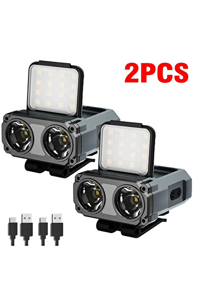 choice2 مصباحان أماميان رماديان مزودان بمستشعر LED، قابلان لإعادة الشحن من ال...