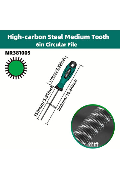 Choice1 NR381005 Round AMR 1pc Metal File 6 Inch Professional Carbon Steel Fi...