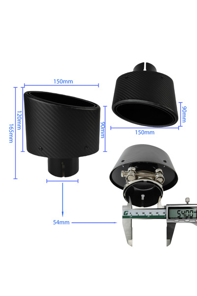 Choice5 Bright Black-54mm 1Pcs Universal Car Matte Carbon Fiber Muffler Tip E...