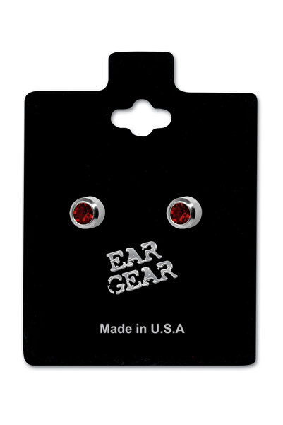 EAR GEAR Surgical Stainless Steel 316L 2mm Bezel Garnet Mini Earrings USA