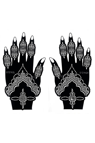 Choice29 S13182LR قطعتان من قوالب وشم بنمط زهرة القمر للنساء، قوالب وشم الحنا...