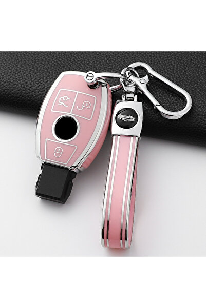 Choice21 طقم غطاء مفتاح سيارة أنيق من مادة TPU باللونين الفضي والوردي، مقاس A...