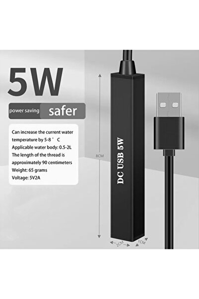 Choice1 سخان حوض أسماك صغير 5 وات 1 قطعة 5/10 وات مع شحن USB لسخان حوض الأسما...