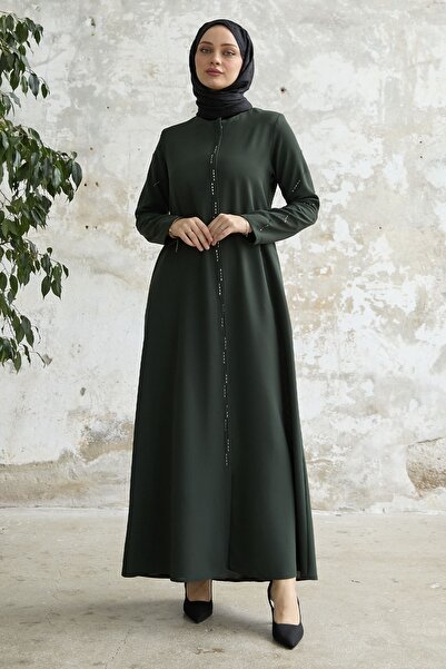 InStyle Ferace kaki cu broderie în rânduri cu pietre