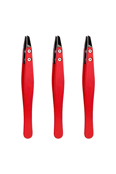 Choice3 مجموعة من 3 قطع من ملاقط الزركونيا الخزفية الحمراء المدببة المصنوعة م...