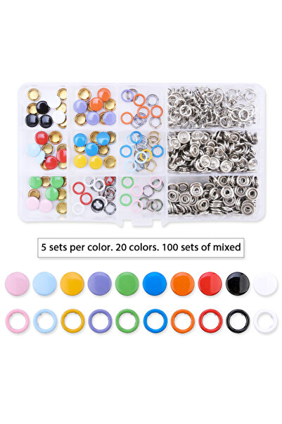 choice2 E 100 set mix Grommets Snap Fasteners Kit Leather Rivets Butt Metal P...