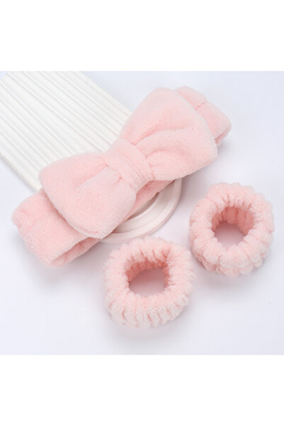 Choice12 01 3 مجموعة سبا: ربطة رأس، ربطة معصم، لغسل الوجه، منشفة مكياج من الأ...