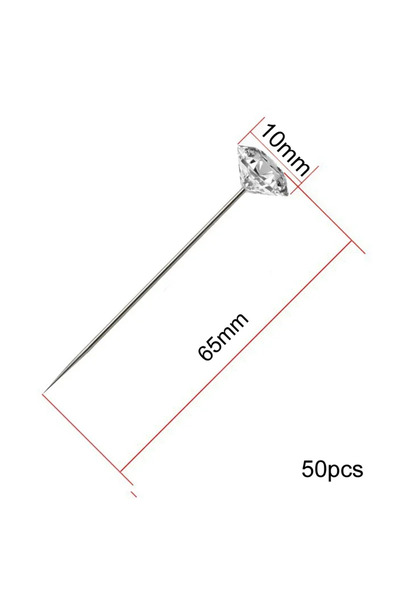 Choice5 65x10mm-50pcs 1Box 50/100Pcs Alloy Pins Transparent Diamond Pin DIY W...