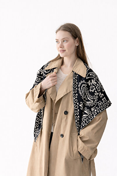 Wega Moda Patterned Triangle Double-Sided Shoulder Shawl – Women's Knitwear S...