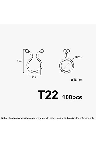Choice1 مشابك ربط كابلات سوداء T22، 100 قطعة، مشابك تثبيت على شكل حرف U، مصنو...