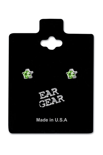 EAR GEAR Surgical Stainless Steel 316L 4mm Peridot Earrings USA