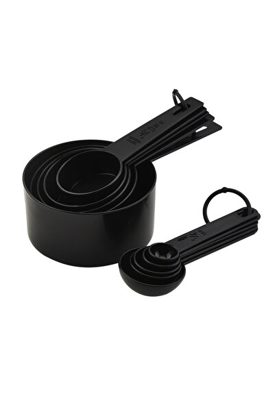 Choice3 10PCS Black Set Plastic Measuring Cups and Spo Set 10 PCS Kitchen Acc...