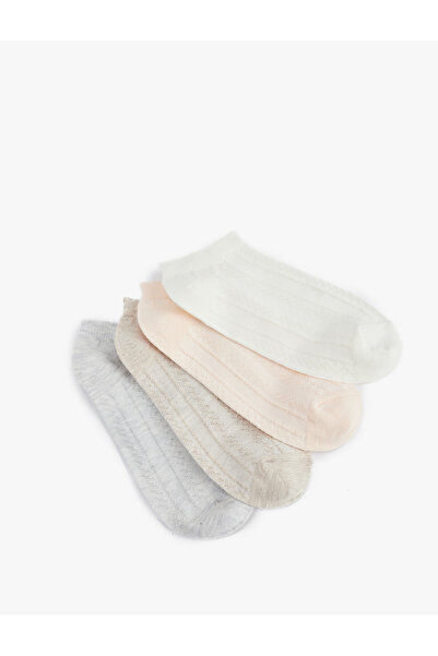 Koton Cotton Textured 4-Piece Booties Socks Set