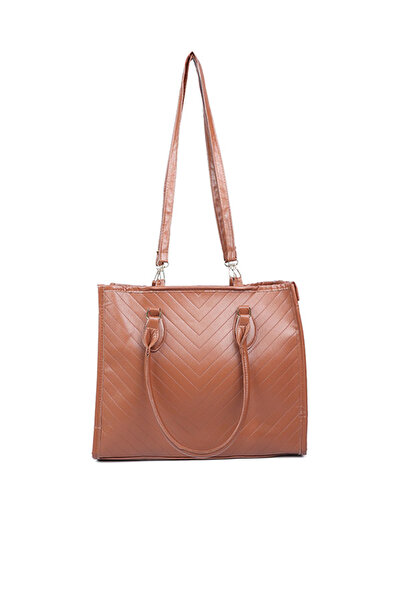 london Rag Women Brown Chevron Pattern Tote Bag