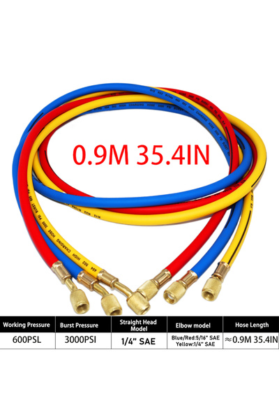 Choice6 طقم خرطوم شحن التيار المتردد R134a-0.9M (0.9M-1.8M) مع وصلات منخفضة ا...