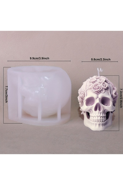 Choice1 قالبان ثلاثيا الأبعاد من السيليكون على شكل جمجمة وزهرة لتزيين شموع ال...