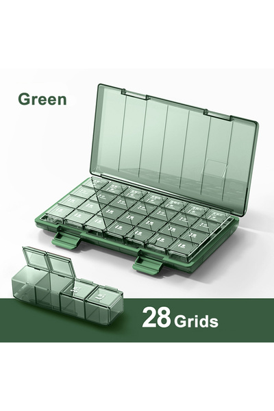 Choice3 منظم حبوب أسبوعي محمول LF-28-GREEN، 21/28 خانة، علبة حبوب للسفر، حاوي...