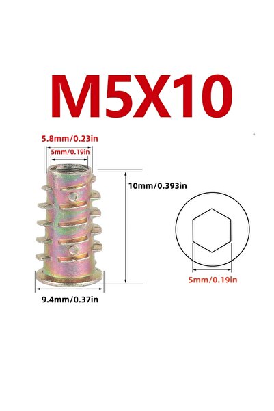 Choice4 صواميل إدخال سداسية M5X10-20 قطعة (10/20 قطعة) للأثاث الخشبي - مقاسات...