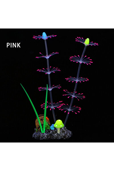 Choice Pink Water grass Simulation Aquatic Plants Fluorescent Silicone Water ...