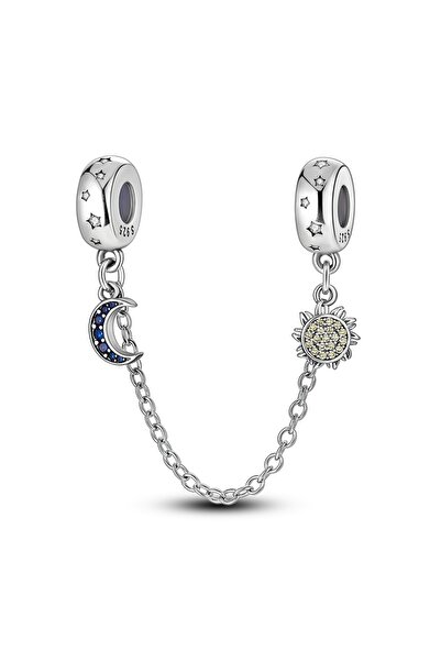 Choice16 KTC405 Original 925 Sterling Silver Safety Chain Star Moon Sun Heart...