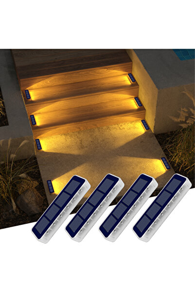 choice2 4 Pack Warm light Solar LED Step Lamp Stair Lights Outdoor IP68 Water...
