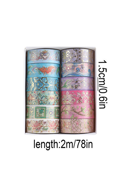 Choice8 12 لفة - 6 لفات/علبة بتصميم أنيق، شريط واشي للختم الساخن، مناسب للأعم...