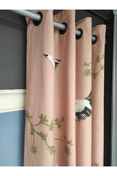 Evcimenhome New Product Lined Rustic Curtain with Eyelet Metal Rings 120Cmx230Cm