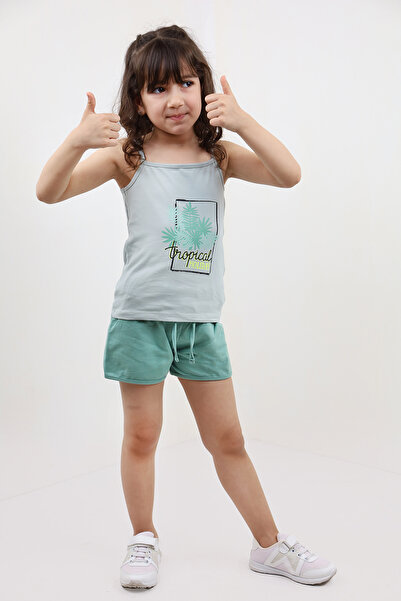 Toontoy Baby Girl 2-Piece Set Printed Square Neck T-Shirt & Elastic Waist Shorts