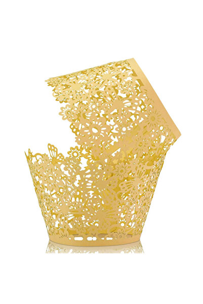 Choice5 50 قطعة من أغطية الكب كيك المجوفة قص بالليزر، لون ذهبي 1، مثالية لحفل...
