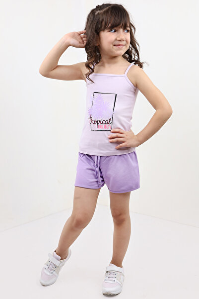 Toontoy Baby Girl 2-Piece Set Printed Square Neck T-Shirt & Elastic Waist Shorts