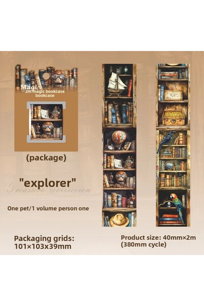 Choice1 d Journal GO 4x200cm Vintage Bookcase Tape Stickers for Collage Junk ...