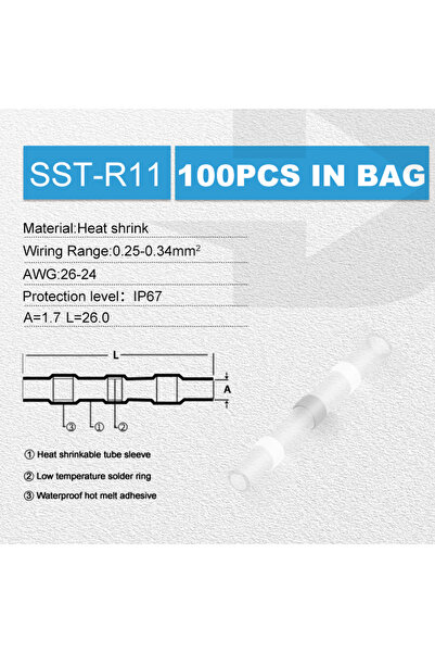 Choice1 White 100pcs Heat Shrink Wire Connectors Red Heat Shrink AWG 22 To 18...