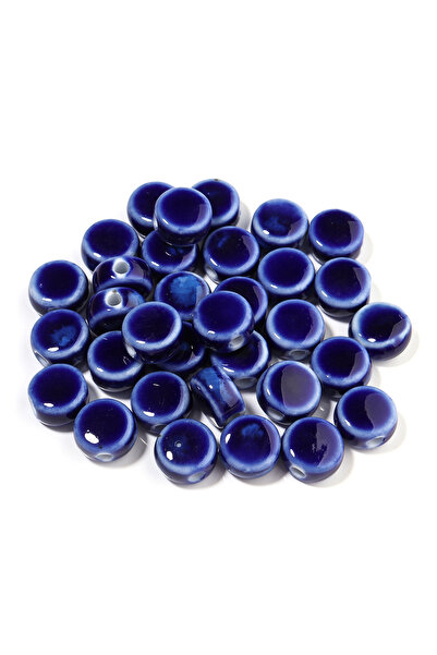 Choice4 Royal Blue 10pcs/lot 12mm Multicolor Ceramic Flat Round Beads Floral ...