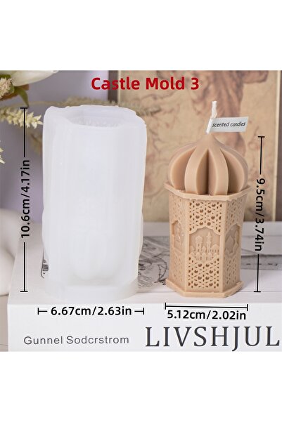 Choice قالب شموع على شكل قلعة هندسية ثلاثية الأبعاد من السيليكون، بنمط معماري...