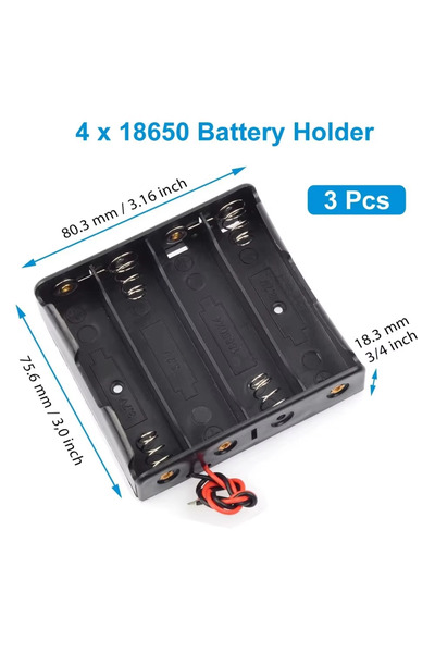 Choice1 3pcs 4 slot 3pcs 18650 Battery Holder Box 1 Slot 3.7V Battery Storage...