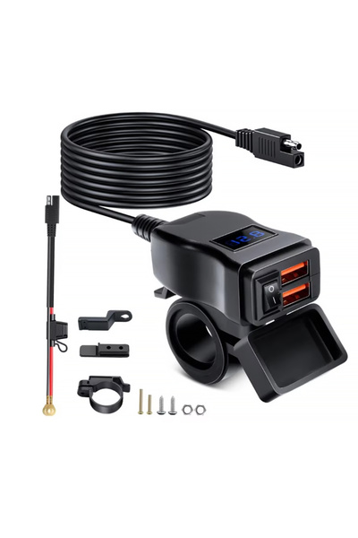 Choice3 Double QC3.0 Extractme Motorcycle Charger Dual USB QC3.0 Fast Charger...