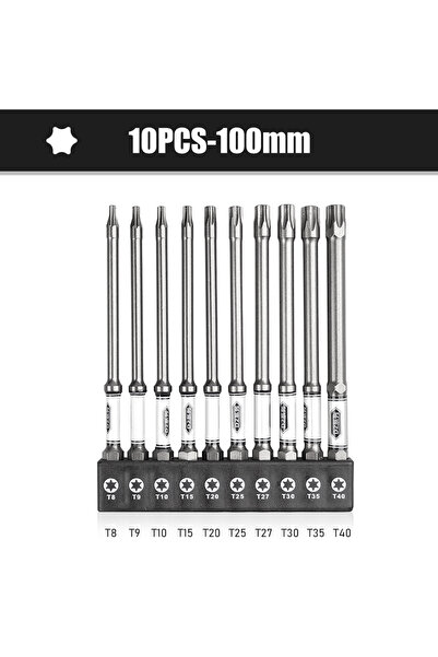 Choice3 10PCS T8-T40 100mm 10pcs 50/100mm Hex Screwdriver Bit Set Hexagon Hea...