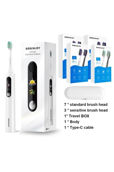 Choice1 white add 8 SOOENJOY Smart LCD Screen Sonic Electric Toothbrush NB-1 ...