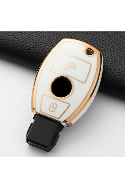 Choice10 غطاء حماية أنيق لمفتاح السيارة من مادة TPU باللونين الذهبي والأبيض، ...