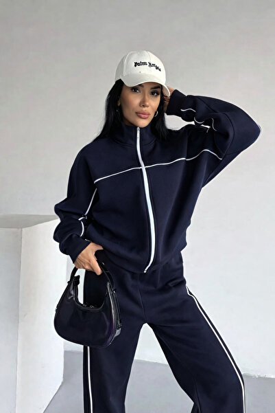 YAKAMEL Women's Belted High Waist Loose-Leg Zippered Cardigan Bottom-Upper Set