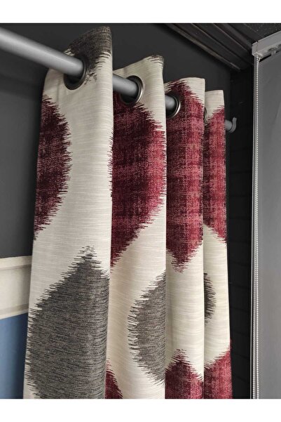 Evcimenhome New Product Lined Rustic Curtain with Eyelet Metal Rings 120Cmx230Cm