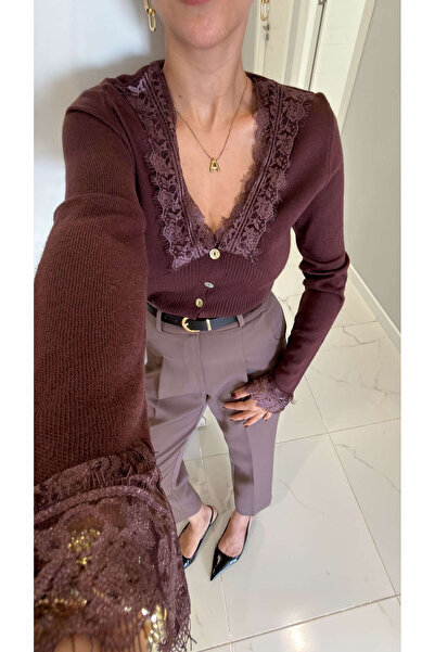 BİRCANÇİL Yocre Cherry Lace Detailed Cardigan