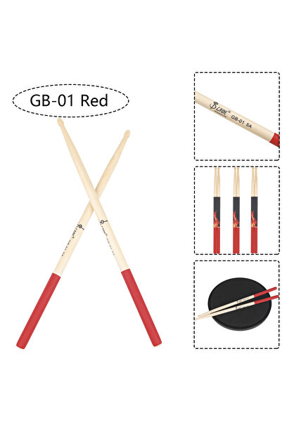 Choice7 GB-01 Red 5A Drumstick Maple Drum Sticks DS-09 Multicolor Drum Mallet...
