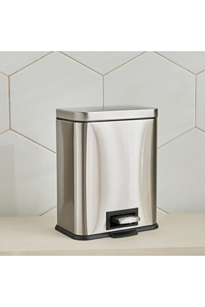 Generic سلة مهملات مستطيلة الشكل من الفولاذ المقاوم للصدأ من أوليفر - سعة 5 لتر